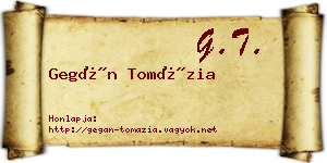 Gegán Tomázia névjegykártya